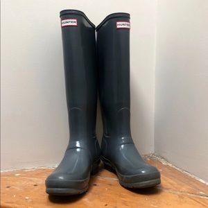 Hunter Boots, Glossy Gray, size 8.5